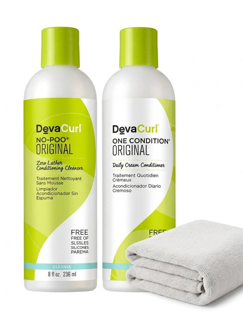 (Set of 3) DevaCurl How To Quit Shampoo No Poo Conditioner Towel Kit